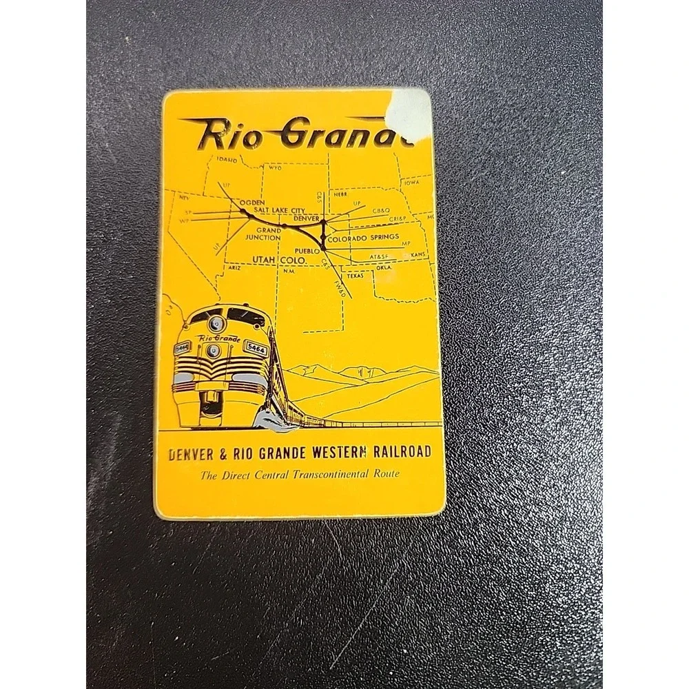 Vintage playing‎ card DENVER and RIO GRANDE WESTERN RAILROAD orange train Ace